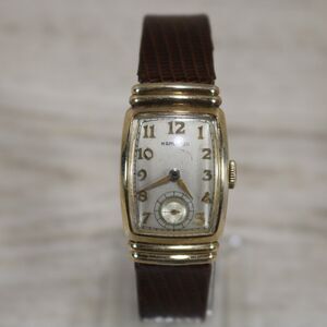Hamilton Vintage Tonneau Watch – Manual Wind, 10K Gold Filled, Brown Strap